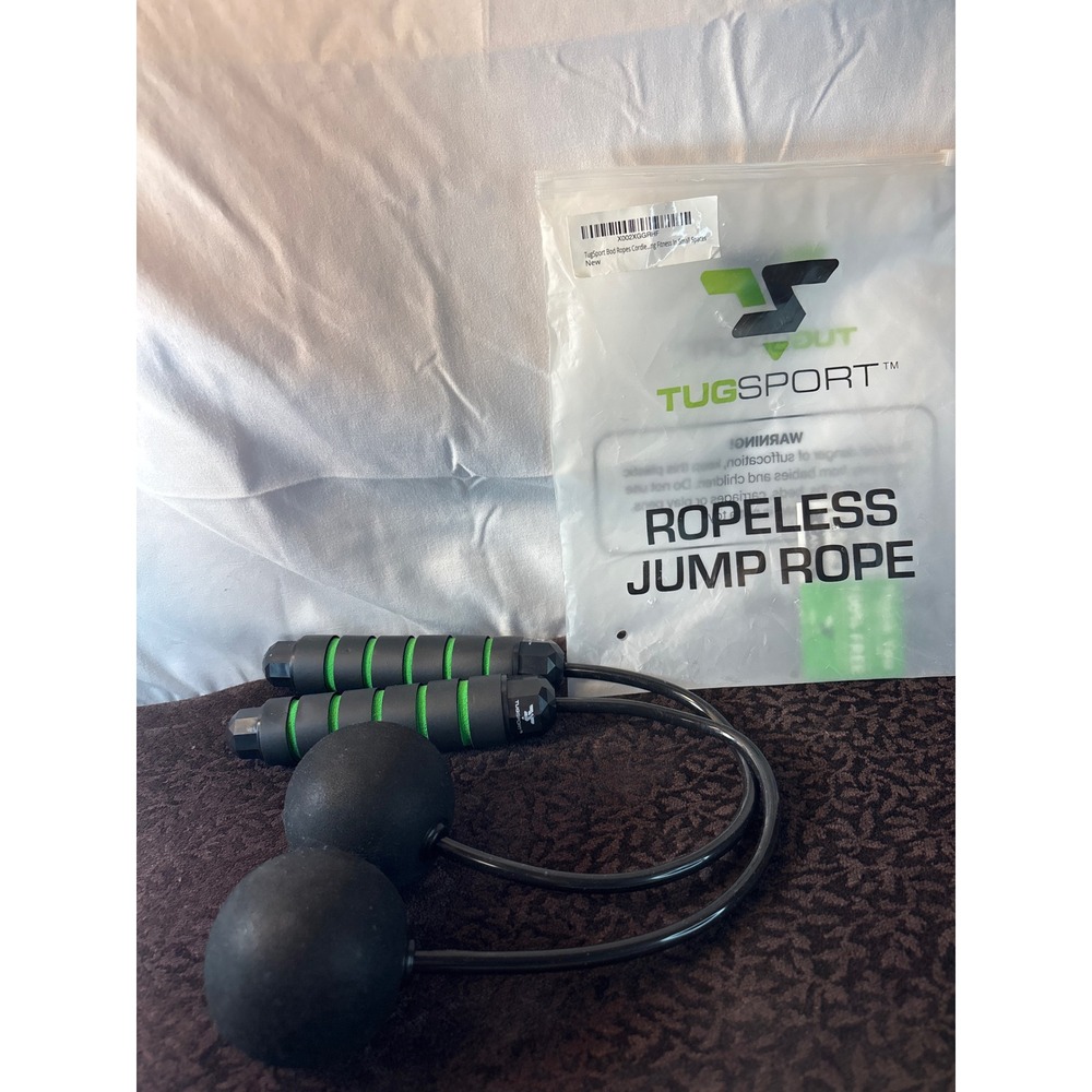 TugSport Bod Ropes Cordless Ropeless Jump Rope Black Green Fitness Small Spaces